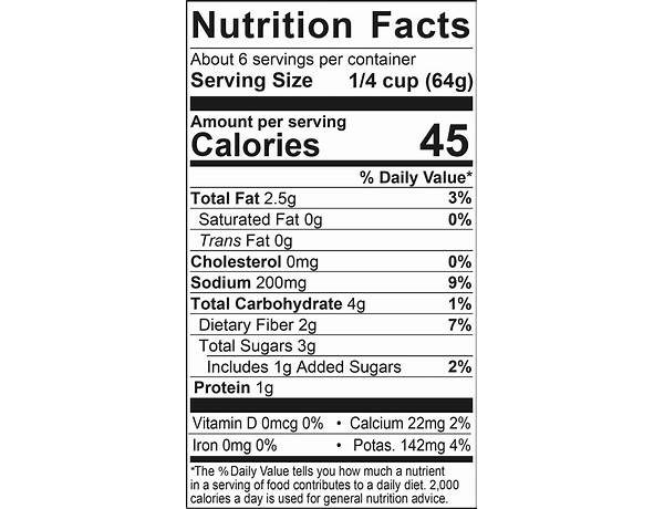 Jalfrezi sauce nutrition facts