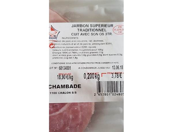 Jambon supérieur ingredients