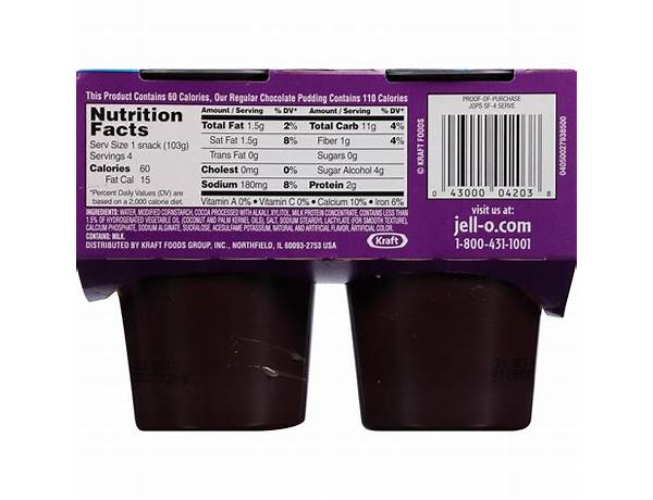 Jello 4ct chocolate flavor nutrition facts