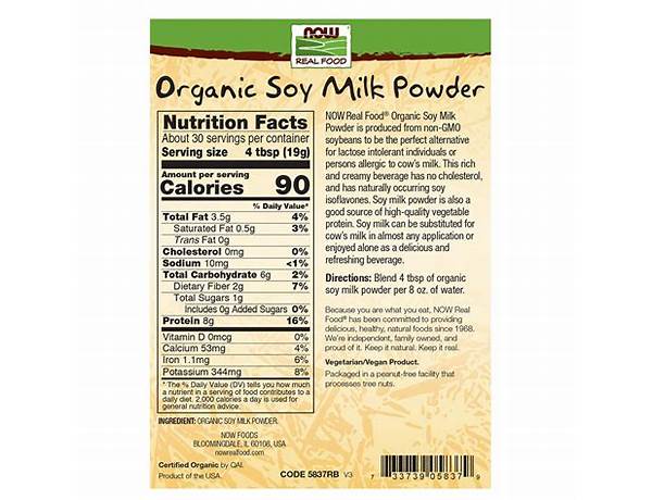 Jenny’s organic soymilk ingredients