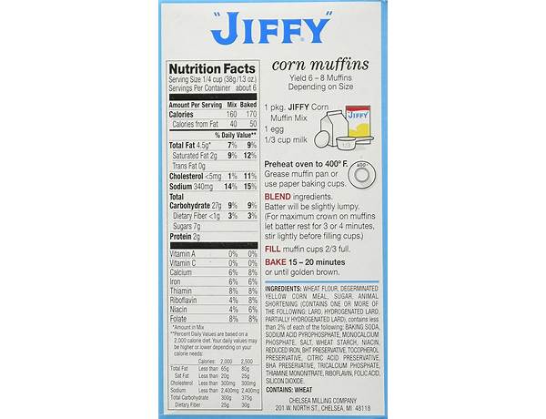 Jiffy corn bread mix food facts