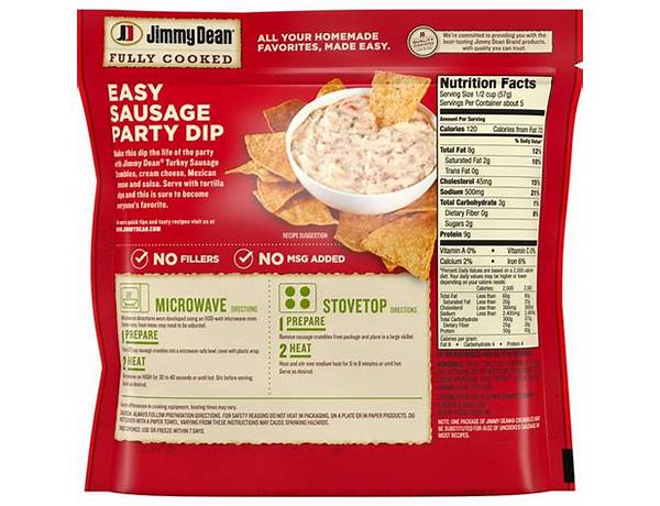 Jimmy dean, turkey sausage crumbles nutrition facts