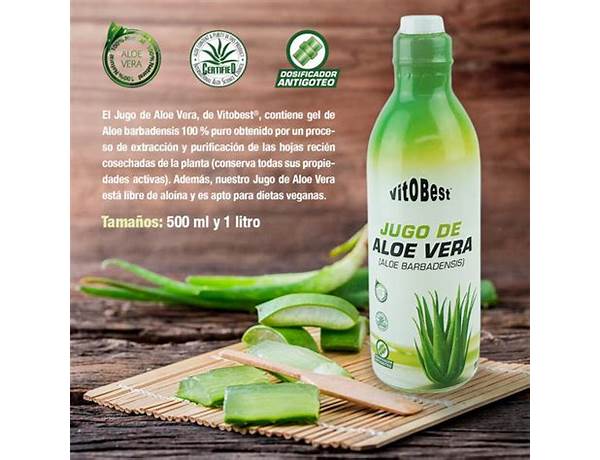 Jugo ecológico de aloe vera con ashwagandha y estevia ingredients