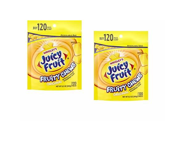 Juicy fruit, fruity chews sugarfree gum, original food facts