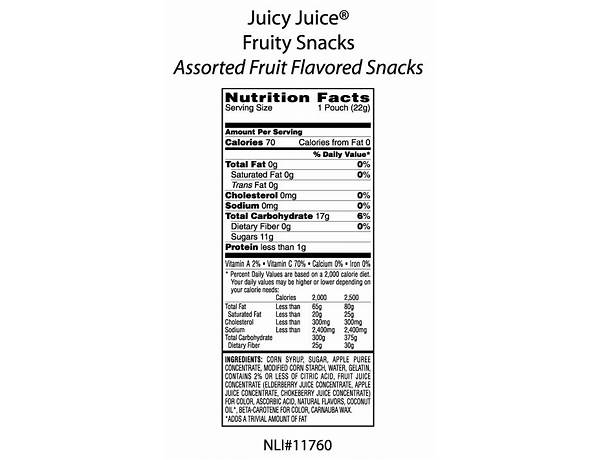 Juicy fruit snacks nutrition facts