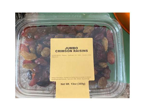 Jumbo rainbow raisins food facts