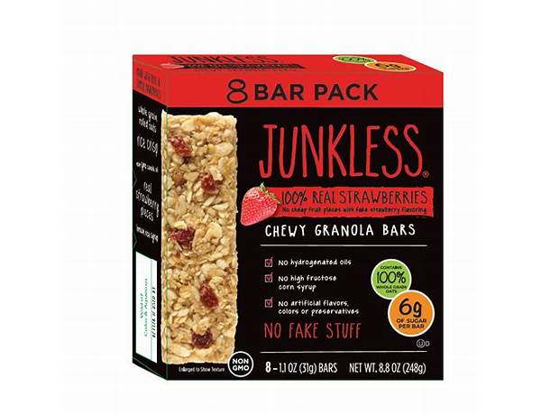 Junkless strawberry chewy granola bar food facts