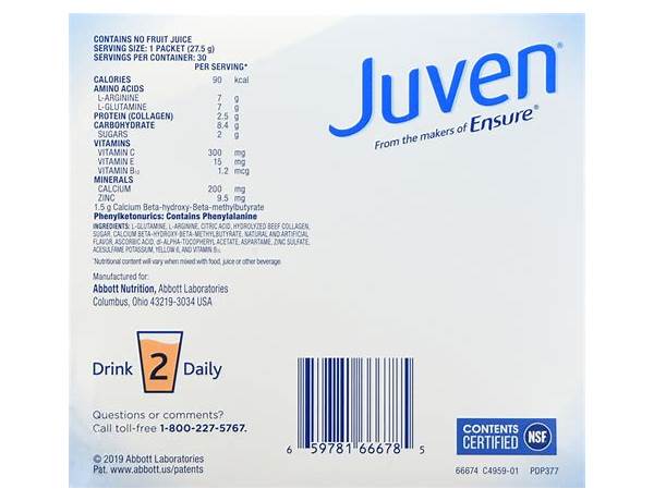 Juven nutrition facts