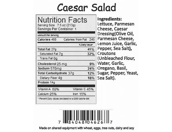 Kale cesar salad food facts