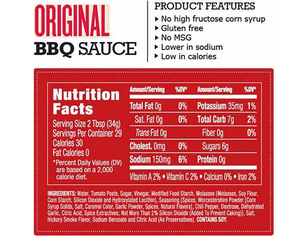 Kansas city love barbecue sauce nutrition facts