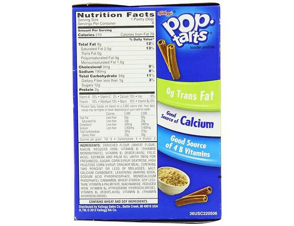 Kellogg's brown sugar cinnamon pop-tarts food facts