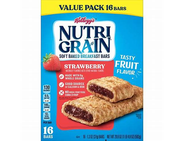 Kelloggs nutrigrain strawberry cereal bars food facts