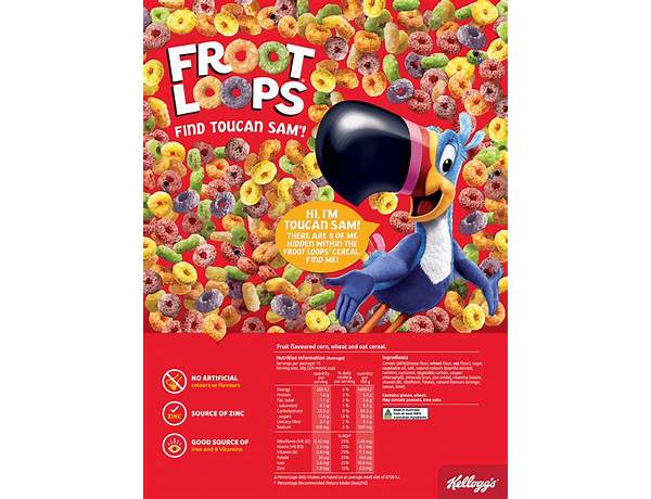 Kellogs froot loops box nutrition facts