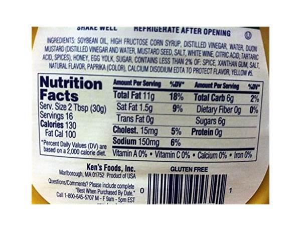 Ken's honey mustard nutrition facts