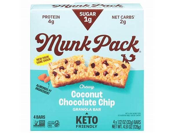 Keto granola bar coconut cocoa chip food facts