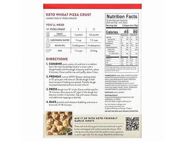 Keto wheat pizza crust mix food facts