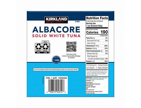 Kirkland albacore solid white tuna ingredients