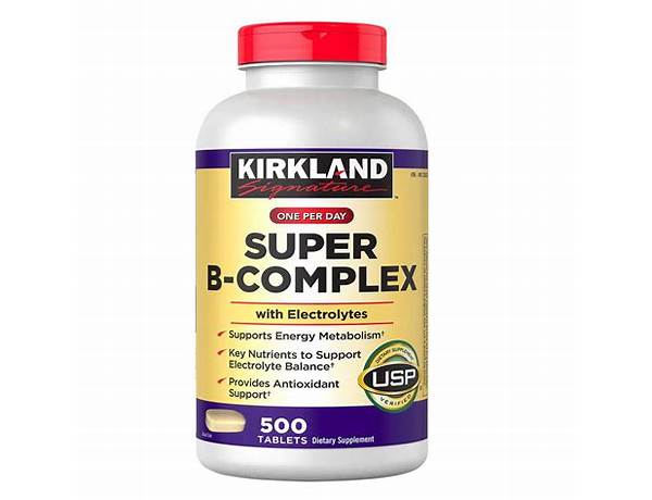 Kirkland signature one per day super b-complex with electrolytes,500 tablets food facts