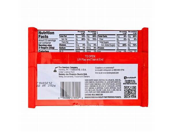 Kit kat king size nutrition facts