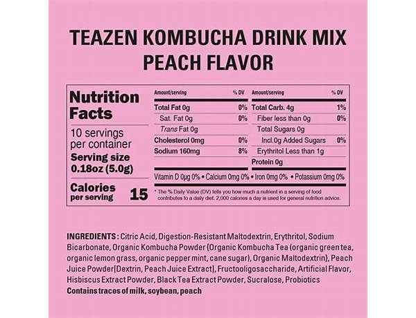 Kombucha peach ingredients
