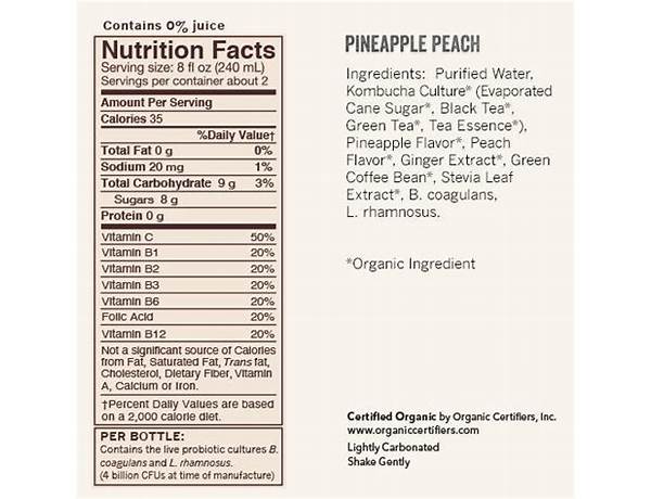 Kombucha peach nutrition facts