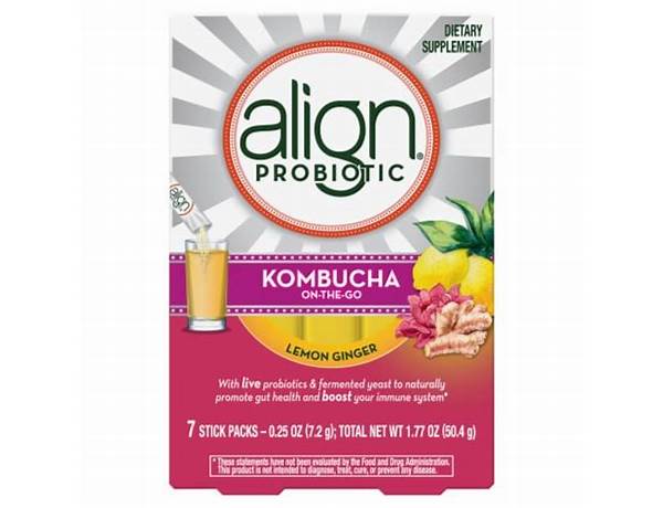 Kombucha probiotic drink mix lemon & ginger flavour food facts