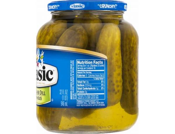 Kosher dill whole pickles nutrition facts