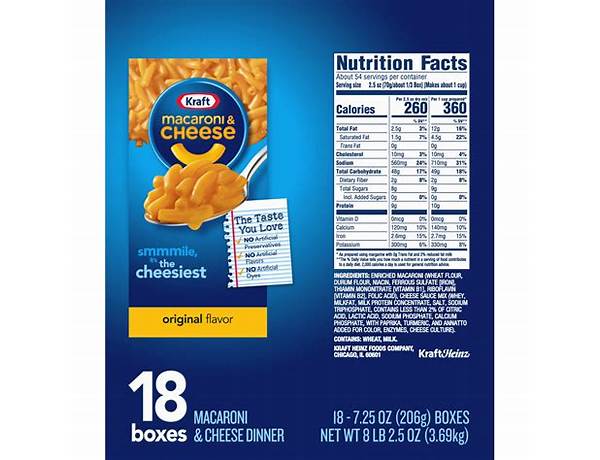 Kraft dinner original food facts