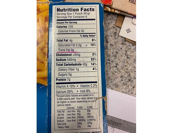 Kraft dinner original nutrition facts