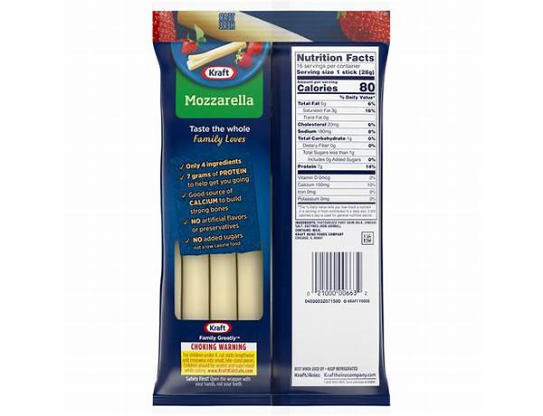 Kraft mozzarella string cheese food facts