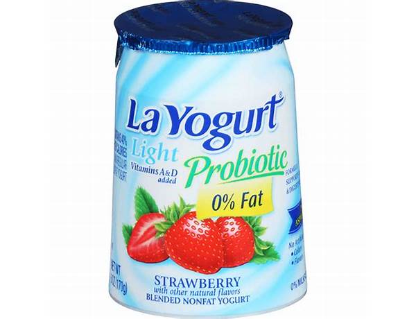 La yogurt, light probiotic blended non-fat yogurt, strawberry ingredients