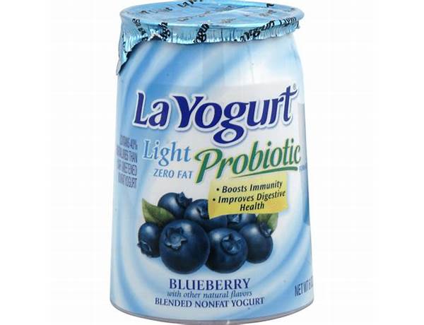 La yogurt, light probiotic blended nonfat yogurt, blueberry ingredients