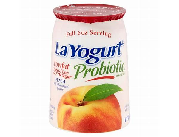 La yogurt, probiotic blended lowfat yogurt, peach ingredients