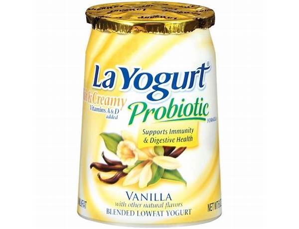 La yogurt, probiotic blended lowfat yogurt, vanilla ingredients