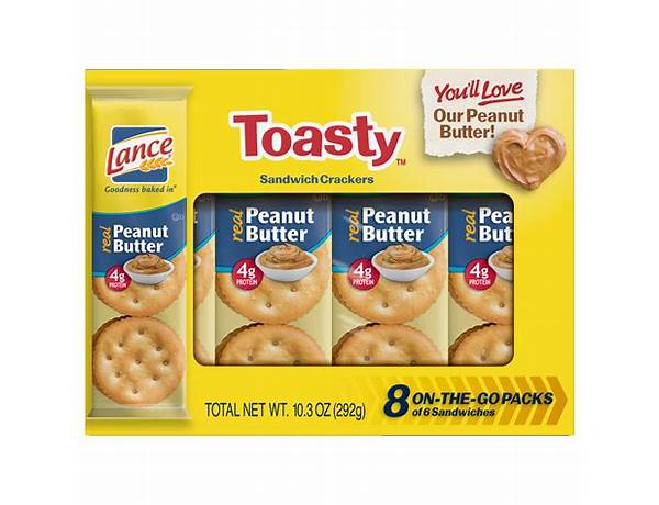 Lance, toasty, cracker sandwiches, real peanut butter, real peanut butter food facts