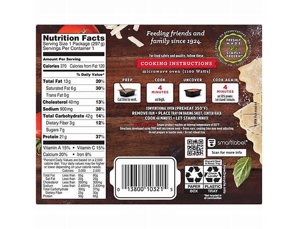 Lasagna nutrition facts
