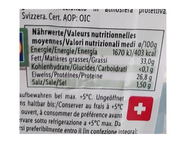 Le gruyere original swiss tradition nutrition facts