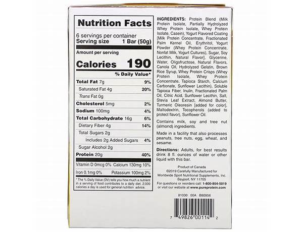 Lemon cake bar nutrition facts