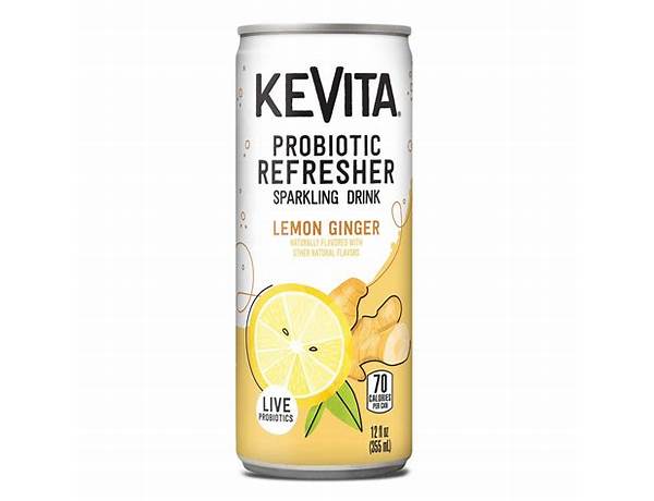 Lemon ginger sparkling probiotic refresher drink food facts