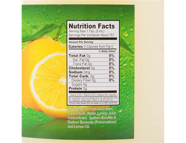 Lemon juice from concentrate with added ingredients food facts