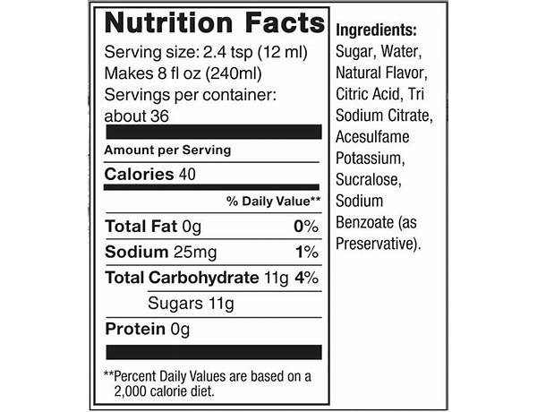 Lemon lime soda nutrition facts