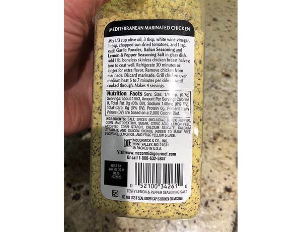 Lemon pepper seasoning salt nutrition facts