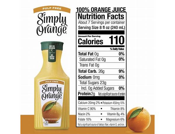 Light 42% orange juice beverage, orange ingredients