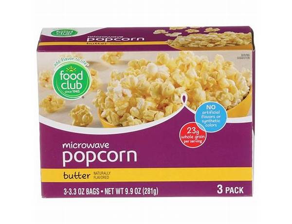 Light butter flavored microwave popcorn food facts