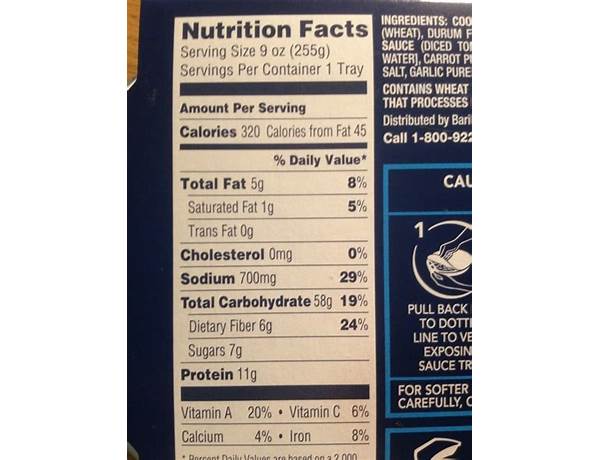 Light penne nutrition facts