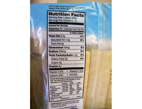 Light string cheese nutrition facts