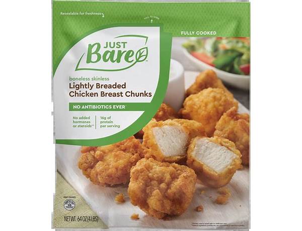 Lightly breaded chicken breast chunks food facts