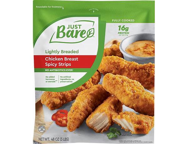 Lightly breaded chicken breast spicy bites food facts