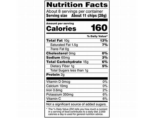 Lightly salted original potato chips nutrition facts