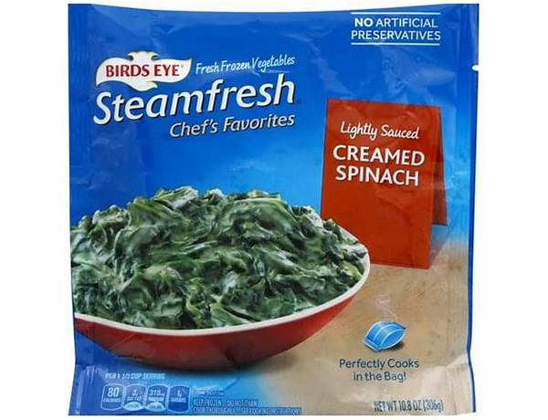 Lightly sauced creamed spinach food facts